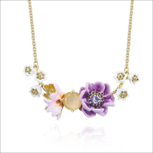 18K Gold Plated Handmade Floral Bangle and Necklace Set - Picture 3 of 7